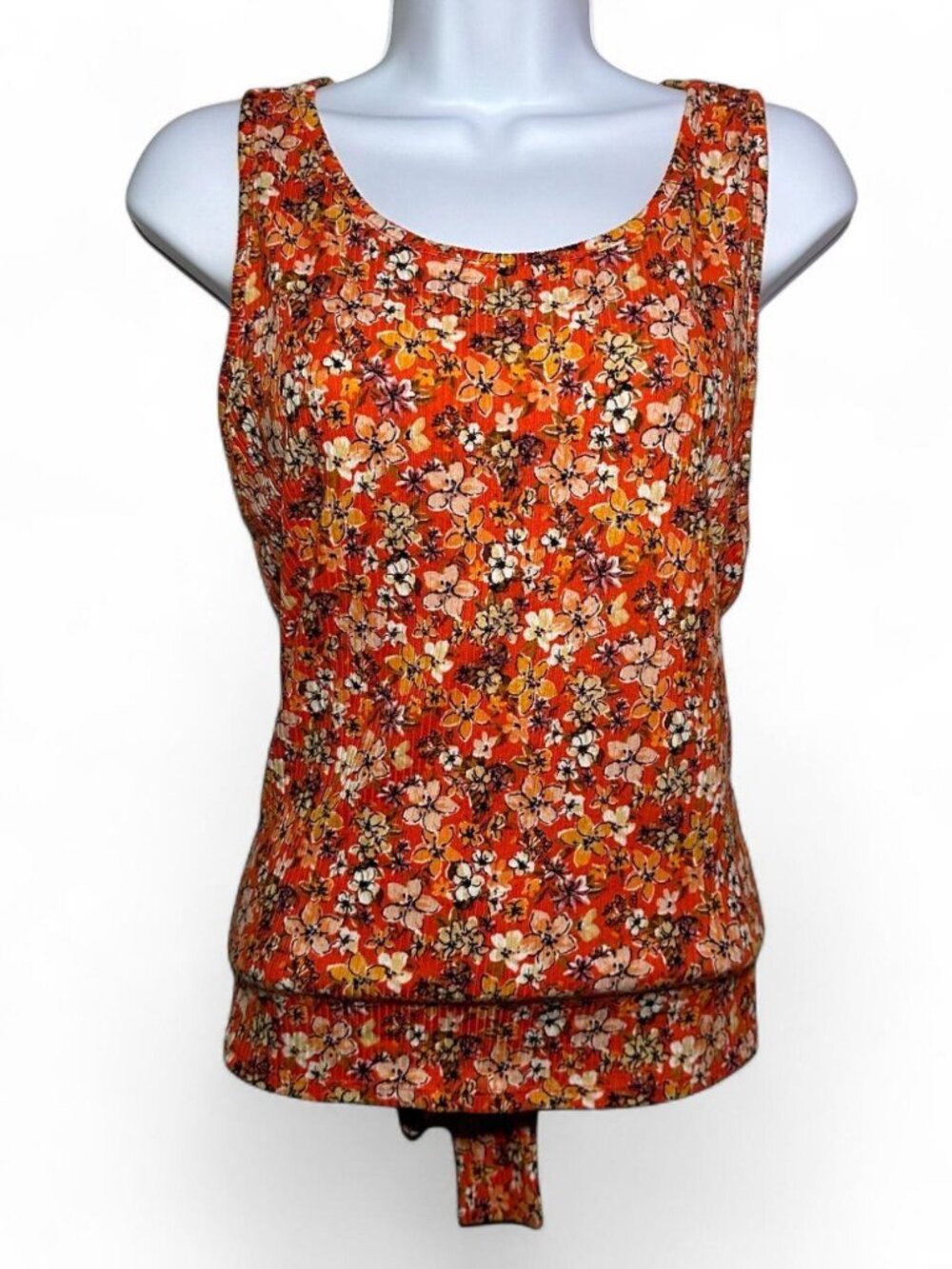 Fortune & Ivy Back Tie Floral Sleeveless Blouse